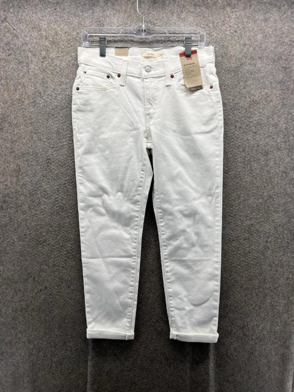 Levi's Boyfriend Jeans Womens 27 White Mid Rise Relaxed Tapered Stretch